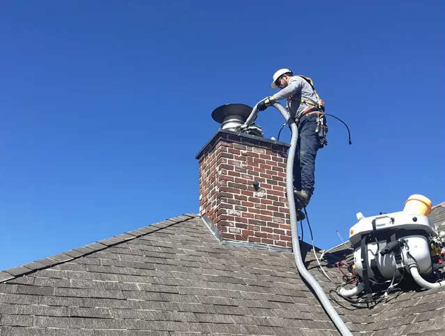 Dedicated Eastvale Chimney Sweep team member cleaning a chimney in Eastvale, CA