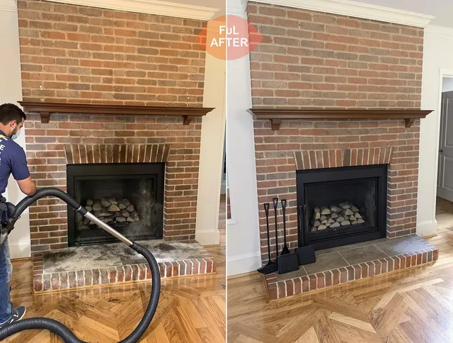 Eastvale Chimney Sweep carefully sanitizing a fireplace in Eastvale, CA